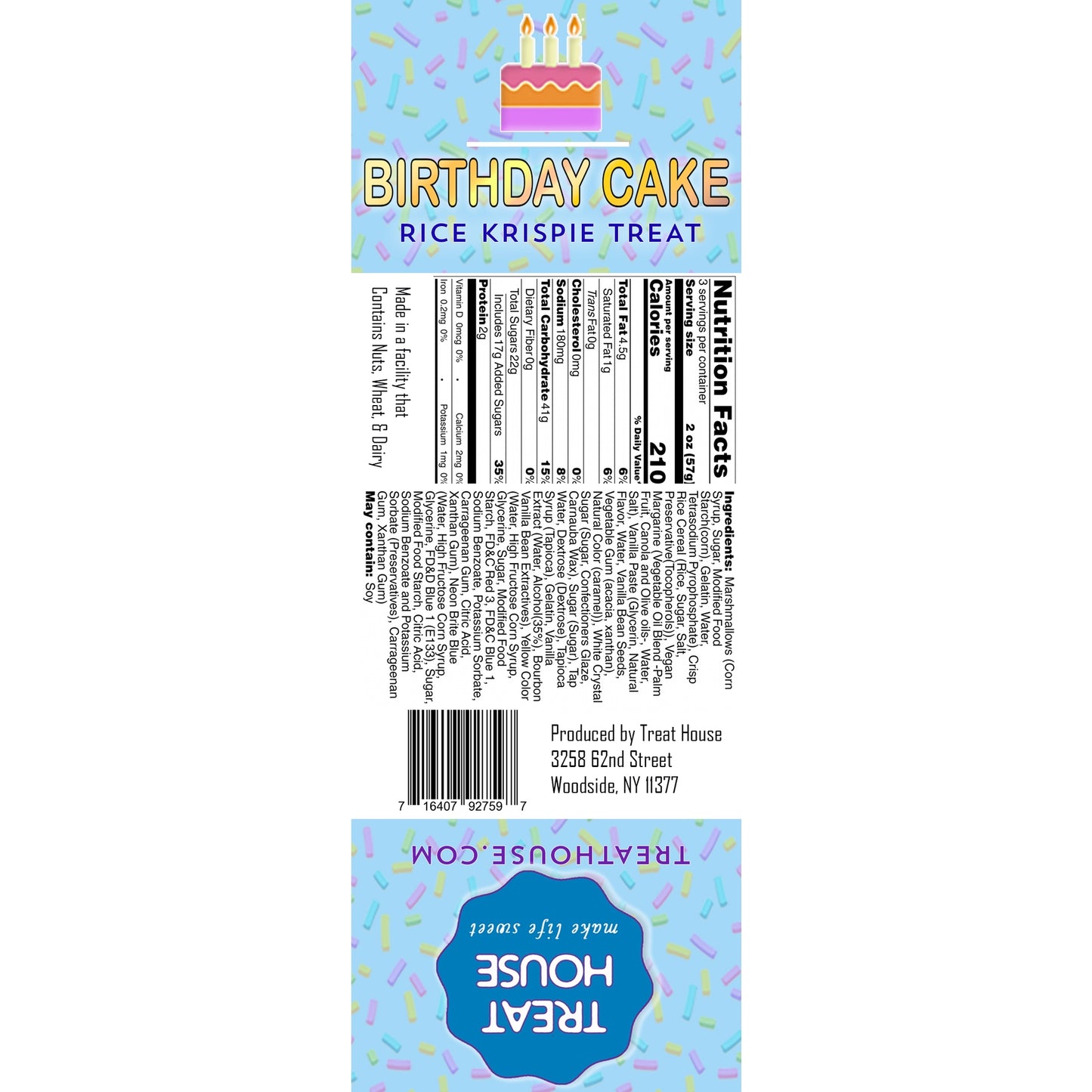 Jumbo Birthday Cake Rice Krispie Treat