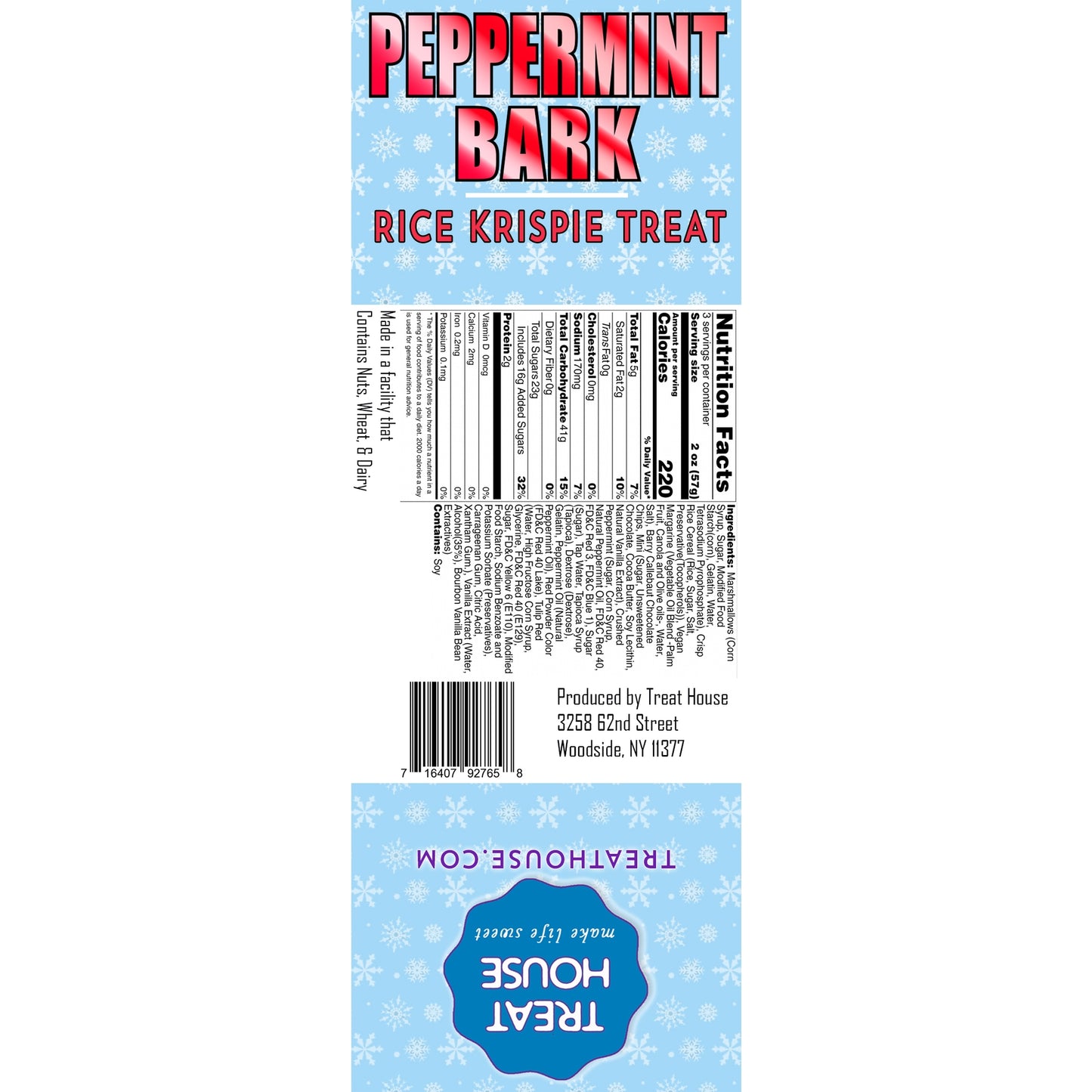 Jumbo Peppermint Bark Rice Krispie Treat