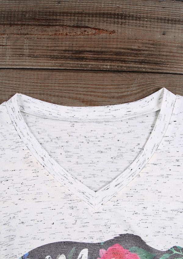 Mama Bear Floral V-Neck T-Shirt