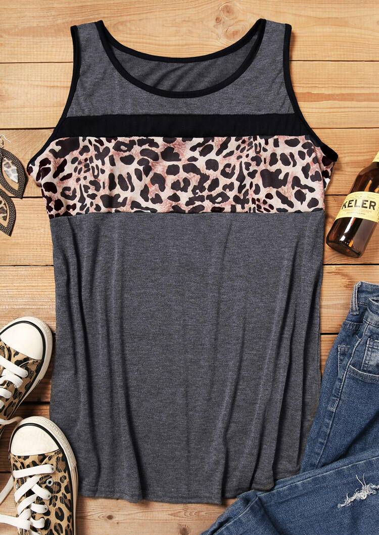 Leopard Printed Splicing Tank