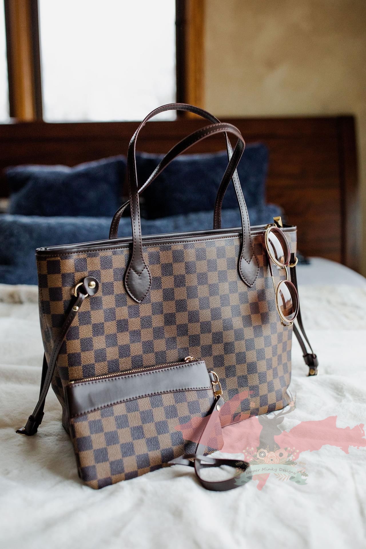 Taylor Tote - Dark Brown Check