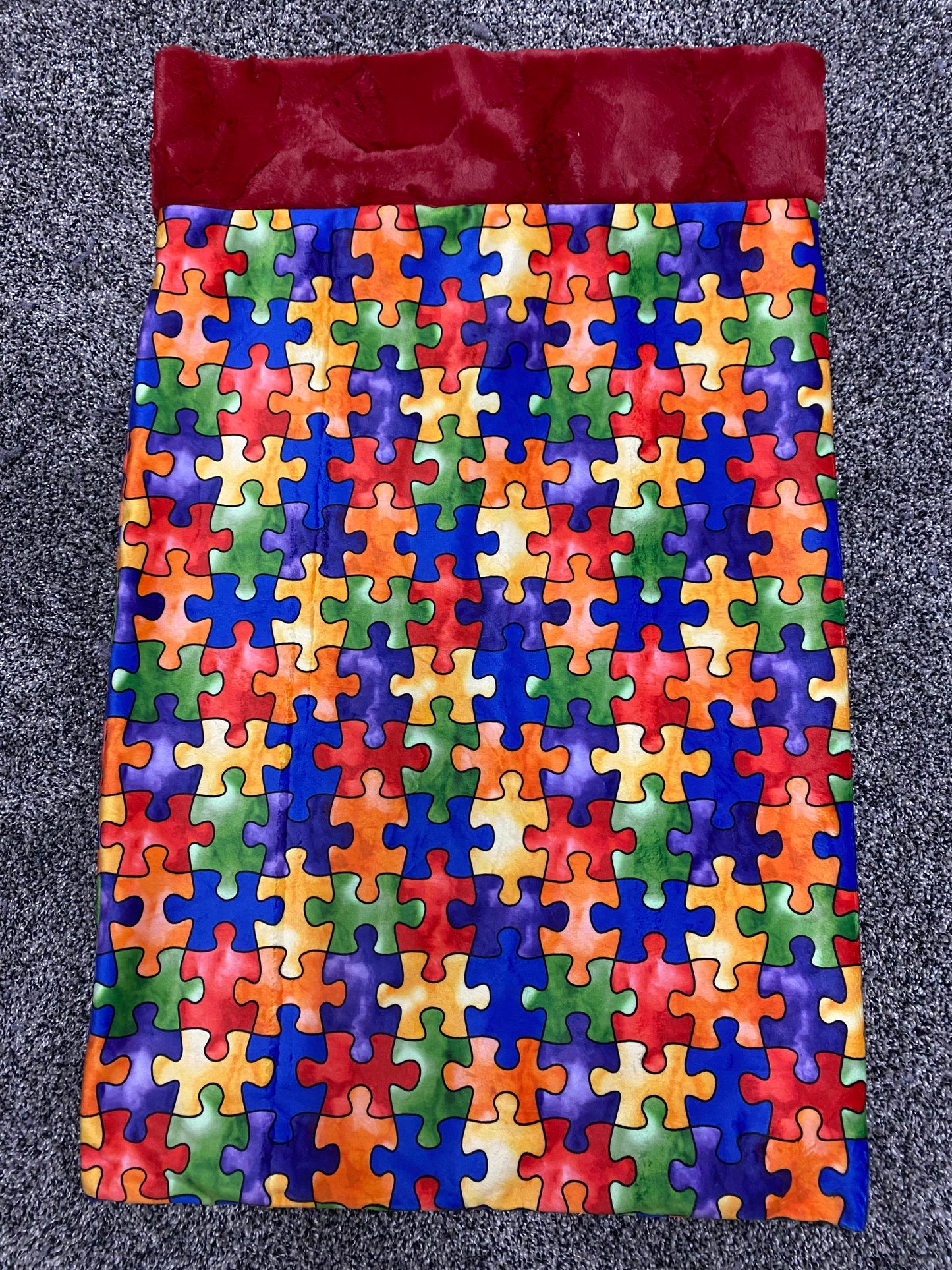 Jordan Llewellyn- Adult puzzle piece/royal hide back, 2 heart puzzle Stuffies, 2 standard puzzle piece pillowcases