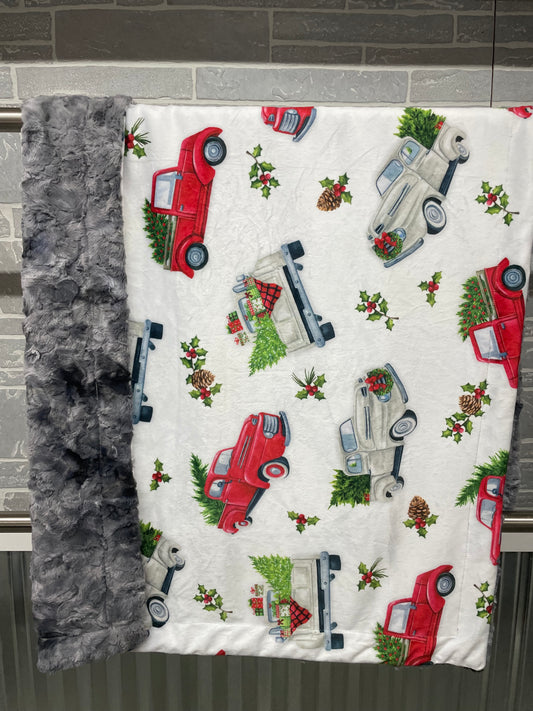 Child Throw Holiday Trucks/ Smoke Galaxy backing