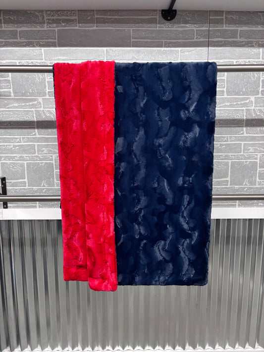 Adult Navy Hide/ Red Hide backing