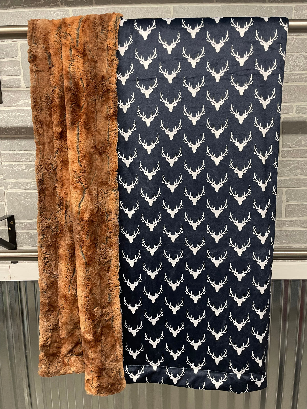 Adult Navy Antlers/ Rusty Fox backing