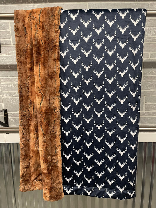 Adult Navy Antlers/ Rusty Fox backing