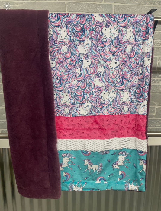 Adult Throw Unicorns/ Purple Seal backing