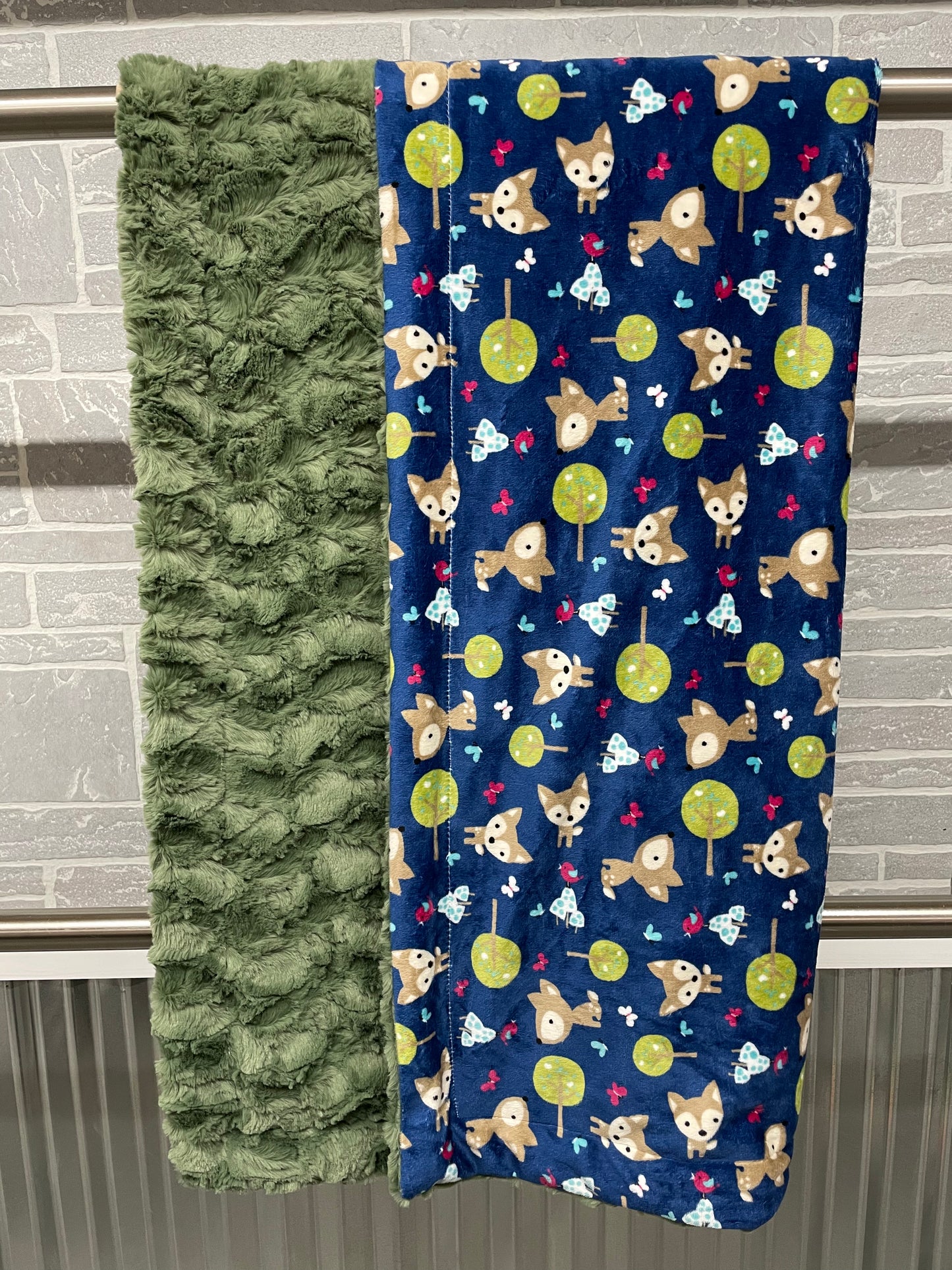 Throw Fawn Print/ Olive Bella backing