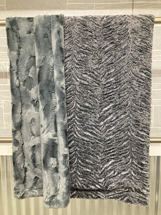 Licorice Heathered Zebra with Iron Hide Blanket