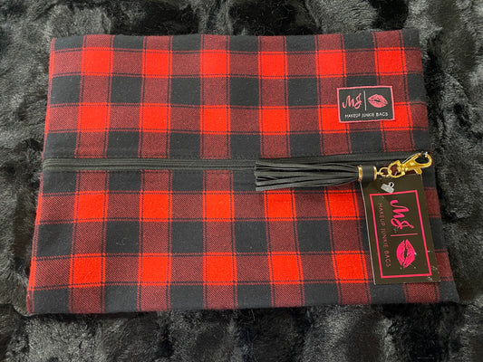 Red Buffalo Check Make-up Junkie Bag