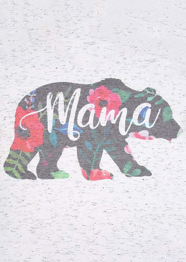 Mama Bear Floral V-Neck T-Shirt