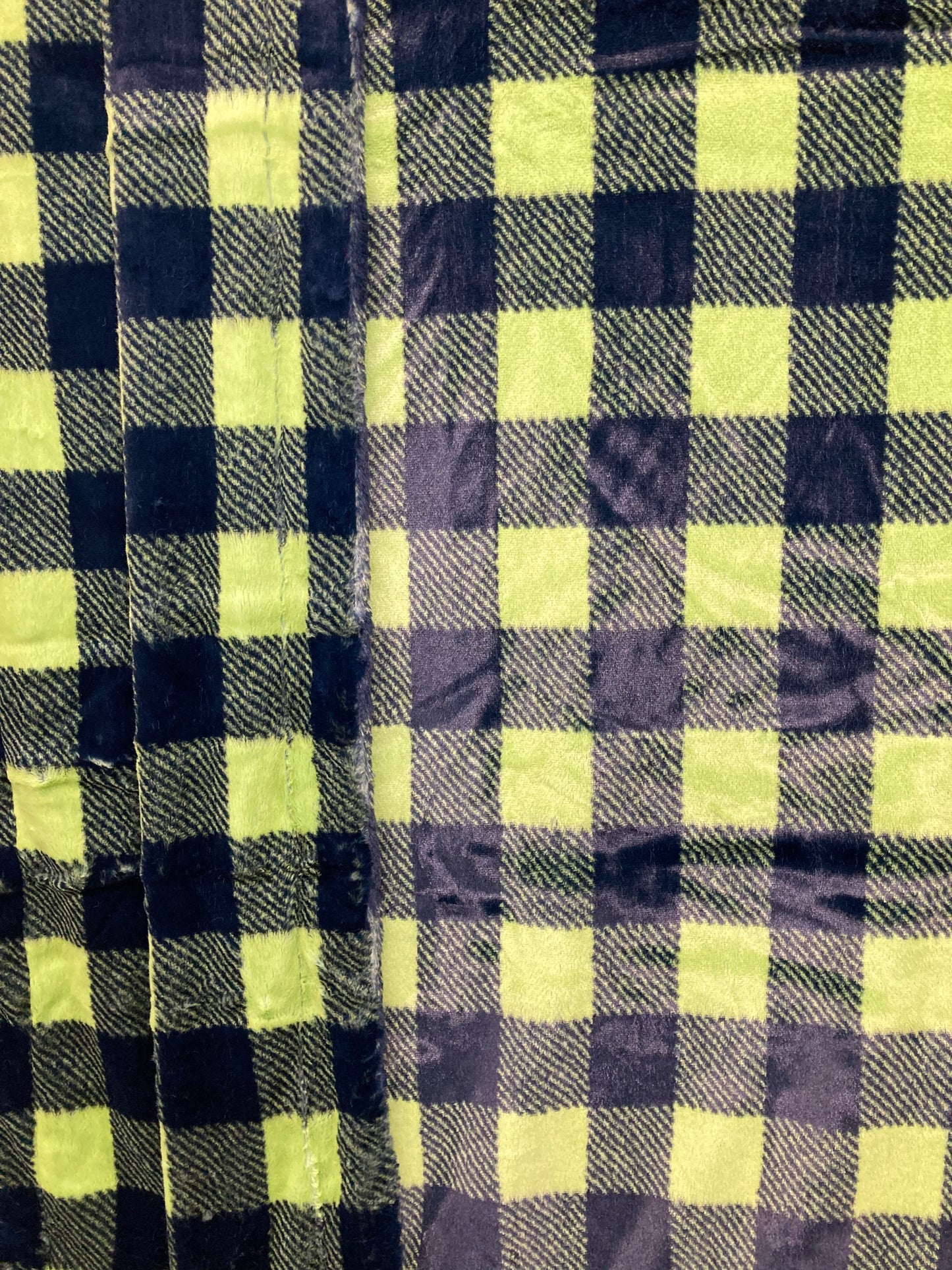 Lime Navy Buffalo Check Blanket