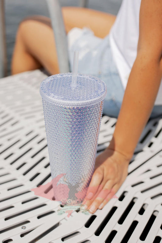 Studded Tumbler - Mermaid Silver Iridescent